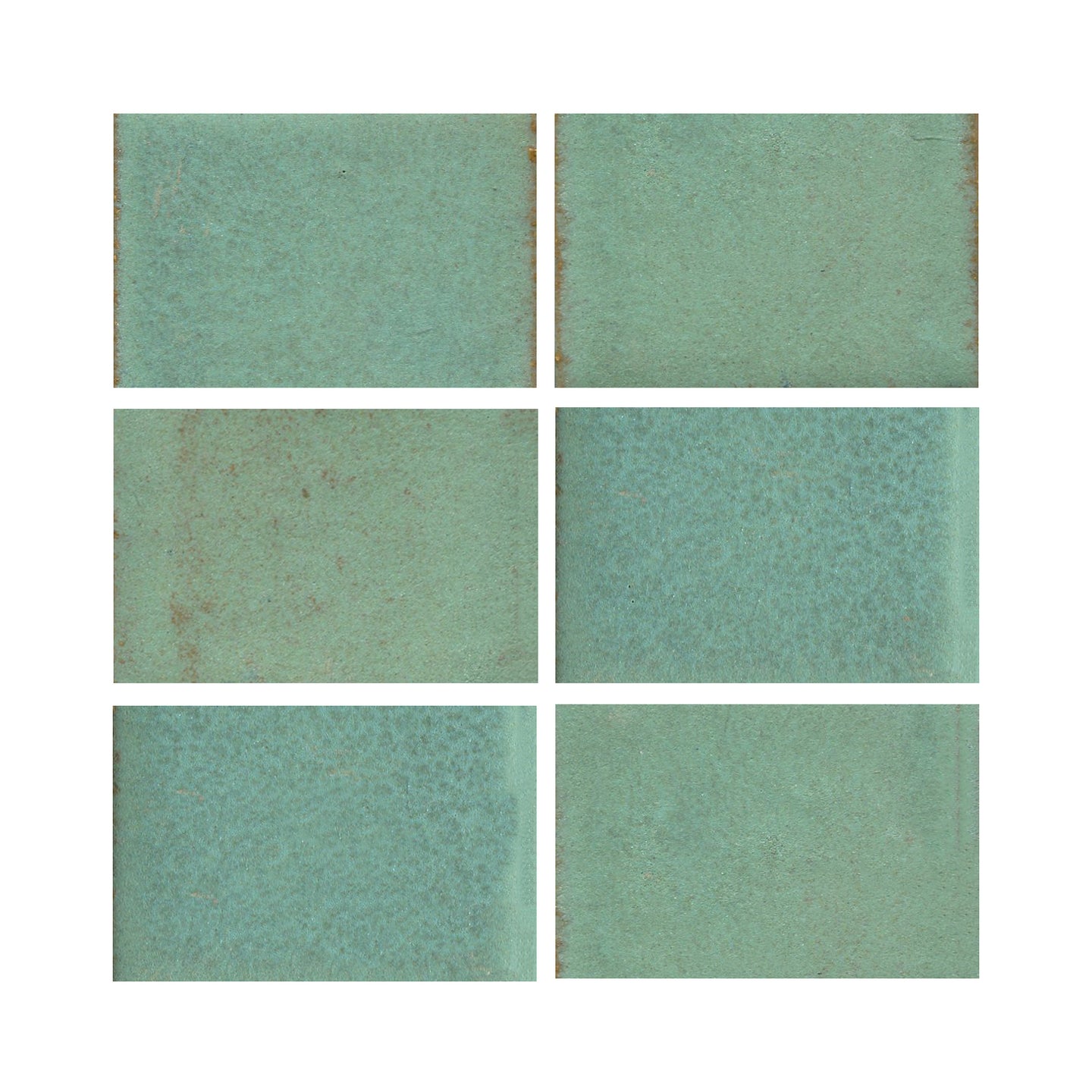 Copper patina 4x3 matte finish, transitioning in color from light green to turquoise.